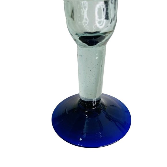 Margarita Glass Set Mexican Hand Blown Heavy Cobalt Blue Rim & Foot 16oz 4 pc - Picture 6 of 7
